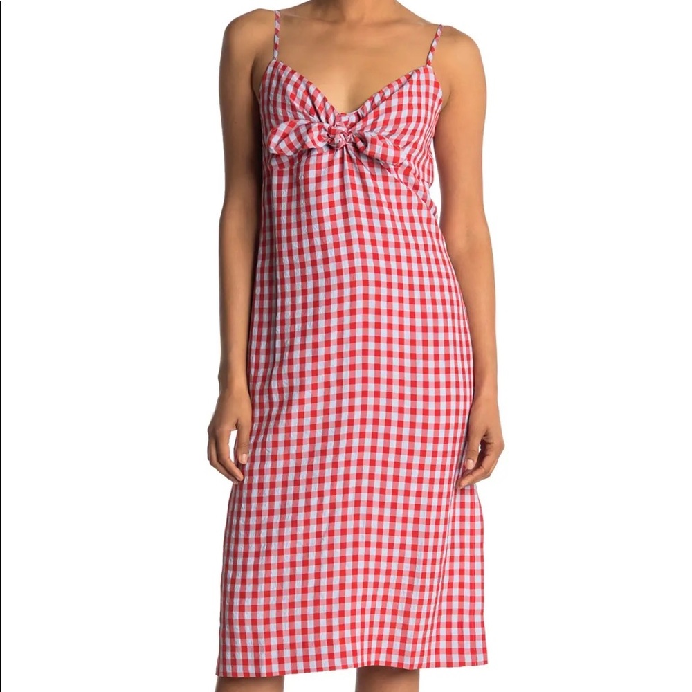 J.Crew Drapey Tie-Front Gingham Dress